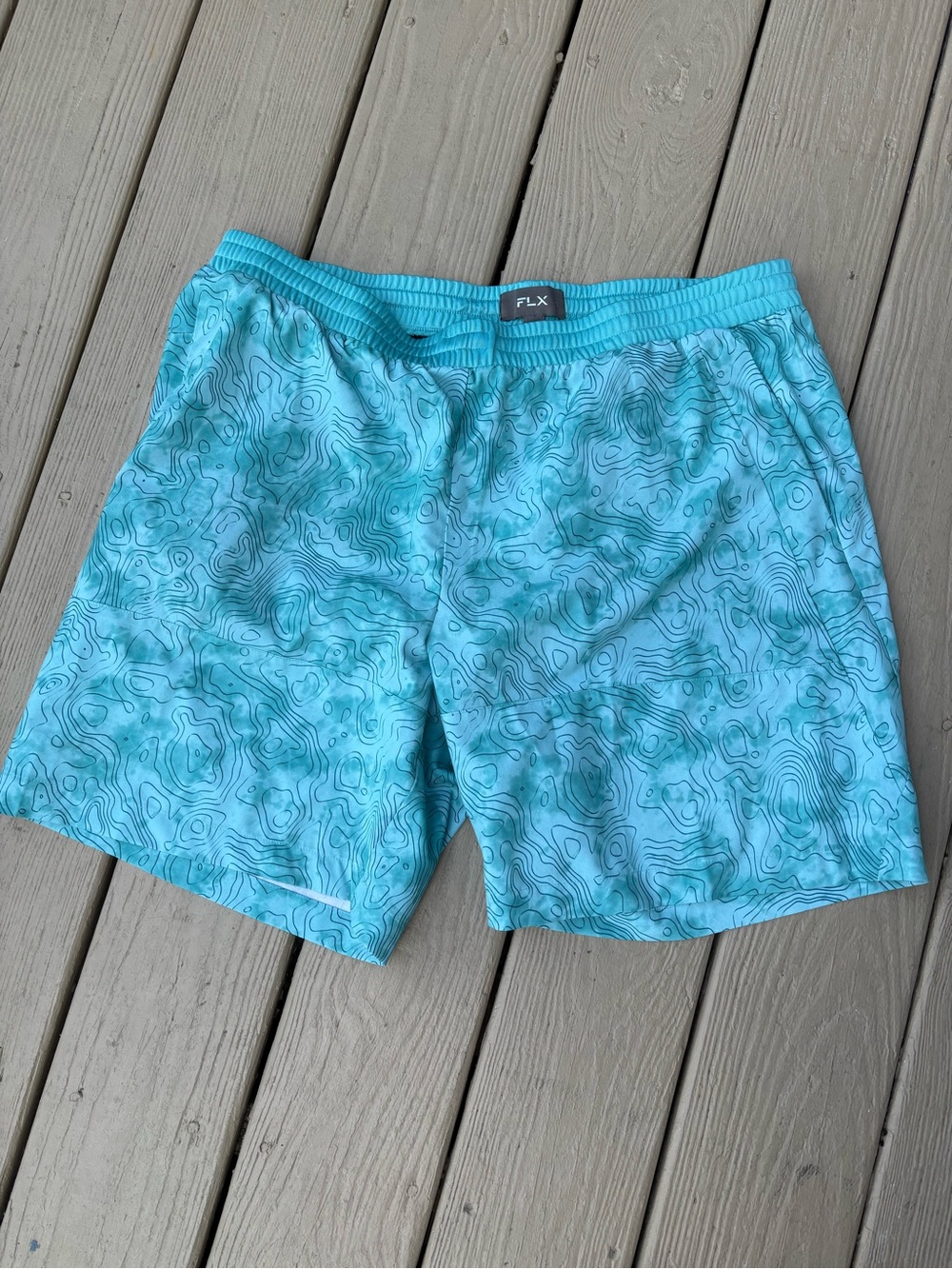 FLX Men's Teal Topo Athletic Shorts, Size: L